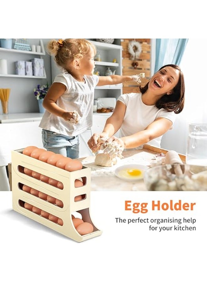 4-Tier Egg Holder & Rolling Dispenser 30-Egg Capacity, Egg Storage for Refrigerator, Automatic Egg Rolling Holder Organizer For Fridge Space Saving. - Image 5